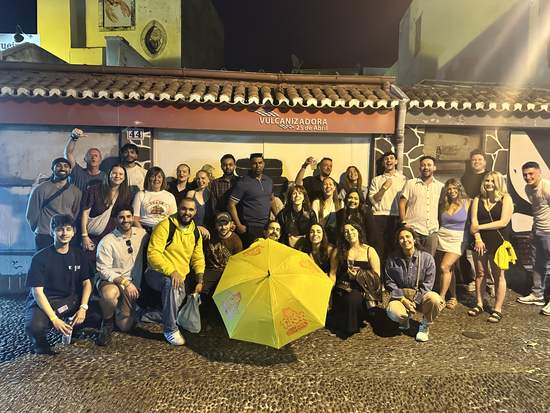 Big group photo on a night out in Funchal